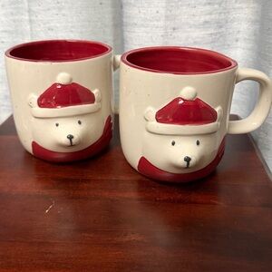 Pair of DEMDACO 3D Ceramic Polar Bear 16 oz. mugs